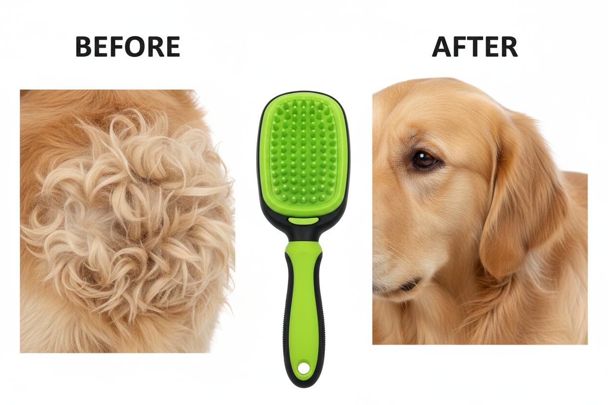 Before and After Grooming Brush Comparison