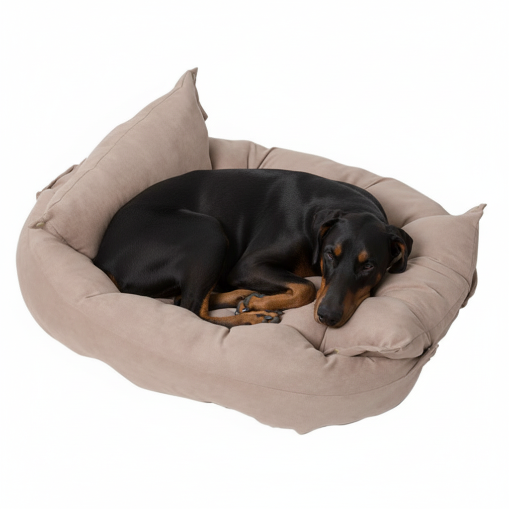 Beige Pet Sofa Bed with Doberman