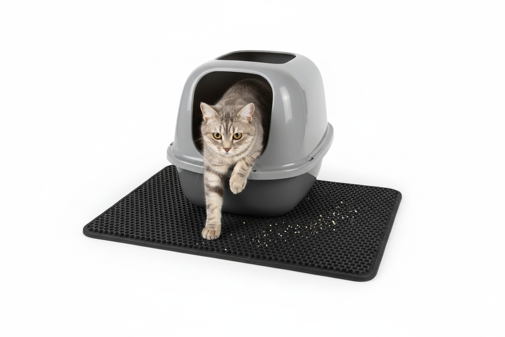 Cat Litter Mat with Litter Box and Cat