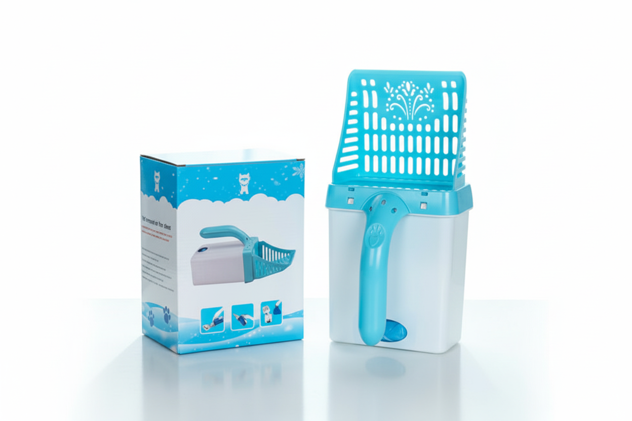 Cat litter scoop white background