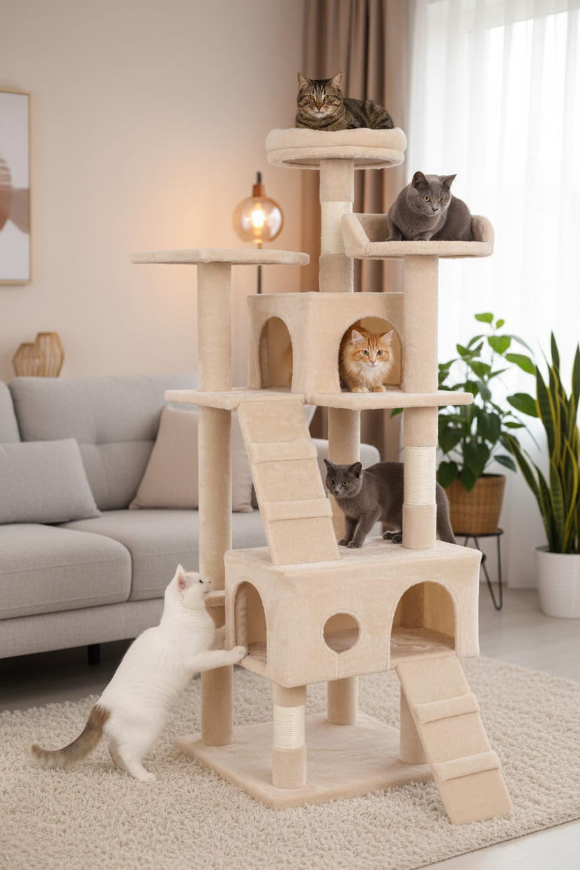 Cat Tree in Lounge with Cats