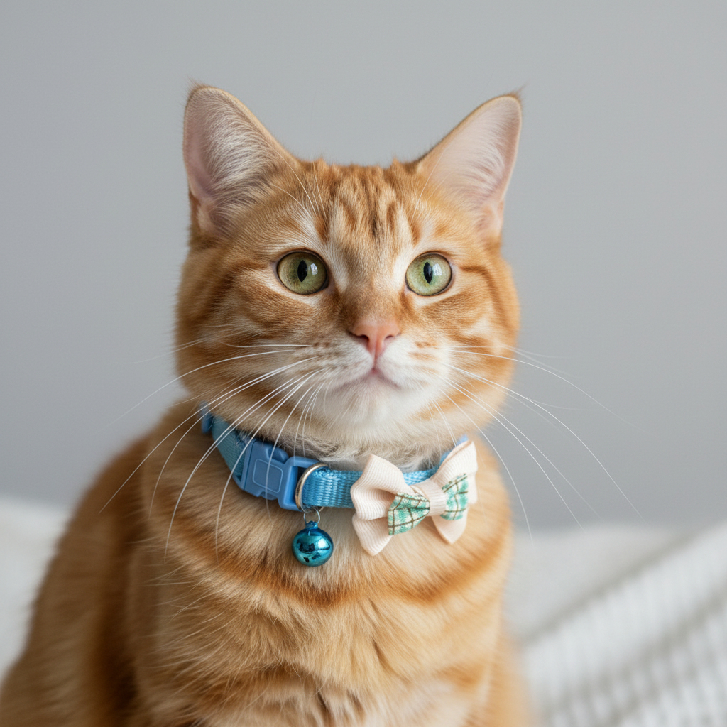 Cat wearing Blue Bow Collar