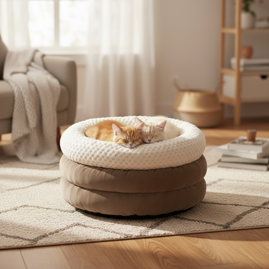 Cozy Pet Bed with Two Cats