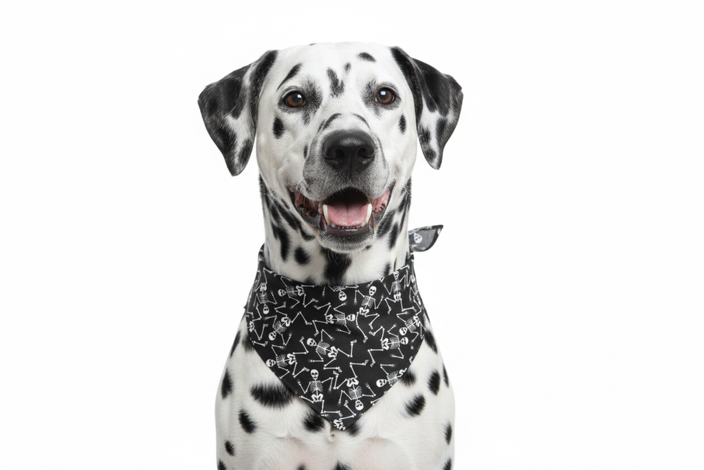 Dalmatian Wearing Skeleton Bandana
