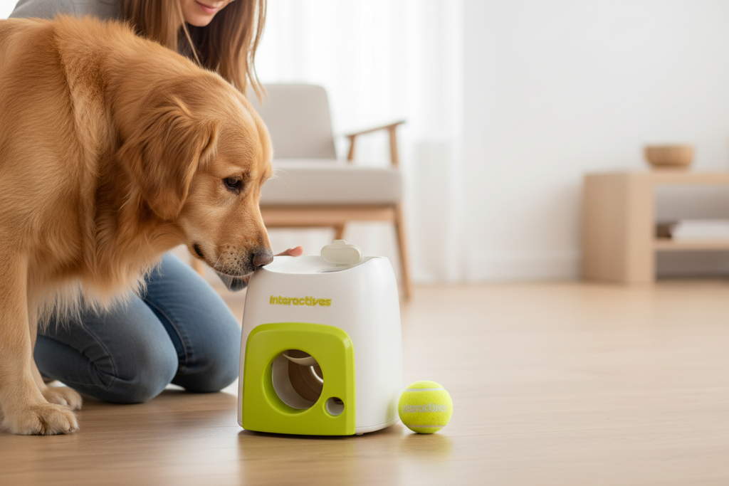 Dog Owner with Dog Sniffing Launcher