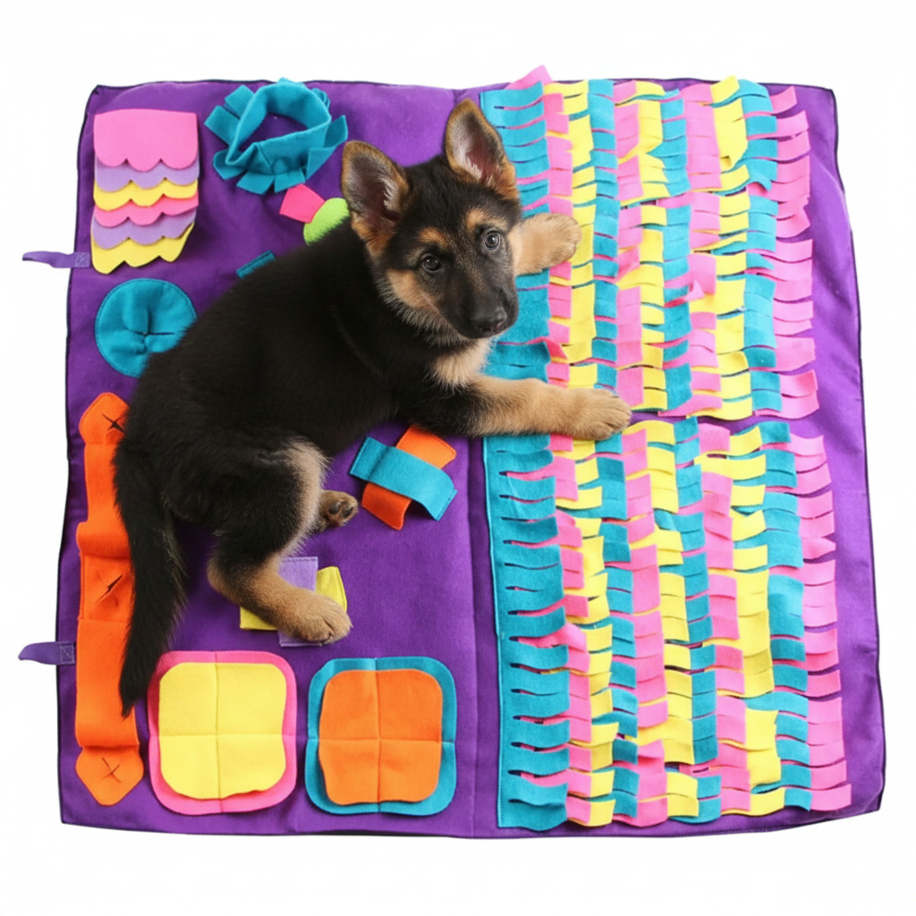 German Shepherd Puppy on Snuffle Mat
