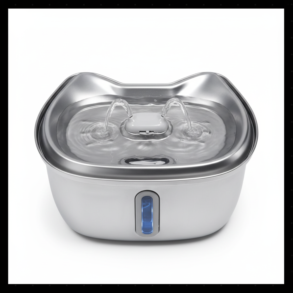 Top view of stainless steel pet water fountain