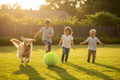 Kids and Dog Playing with Realistic Giant Tennis Ball