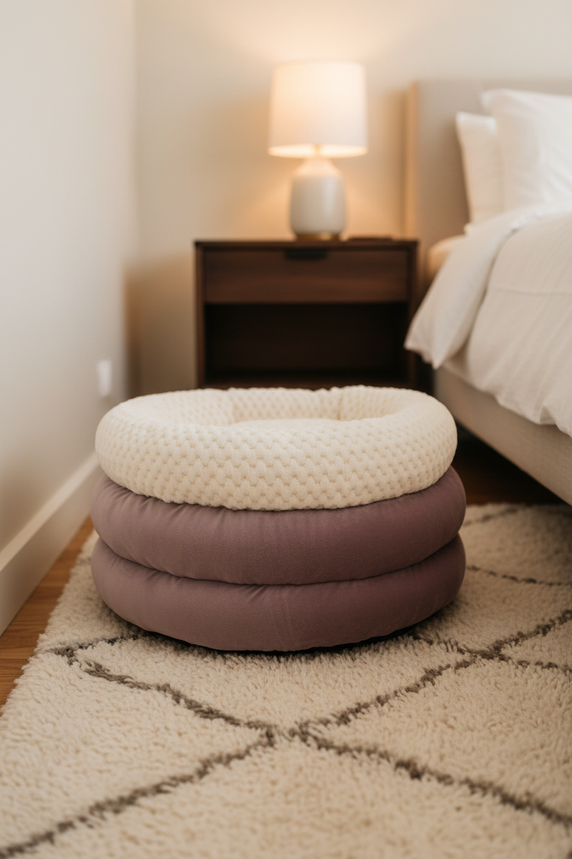 Mauve Pet Bed in Bedroom Corner