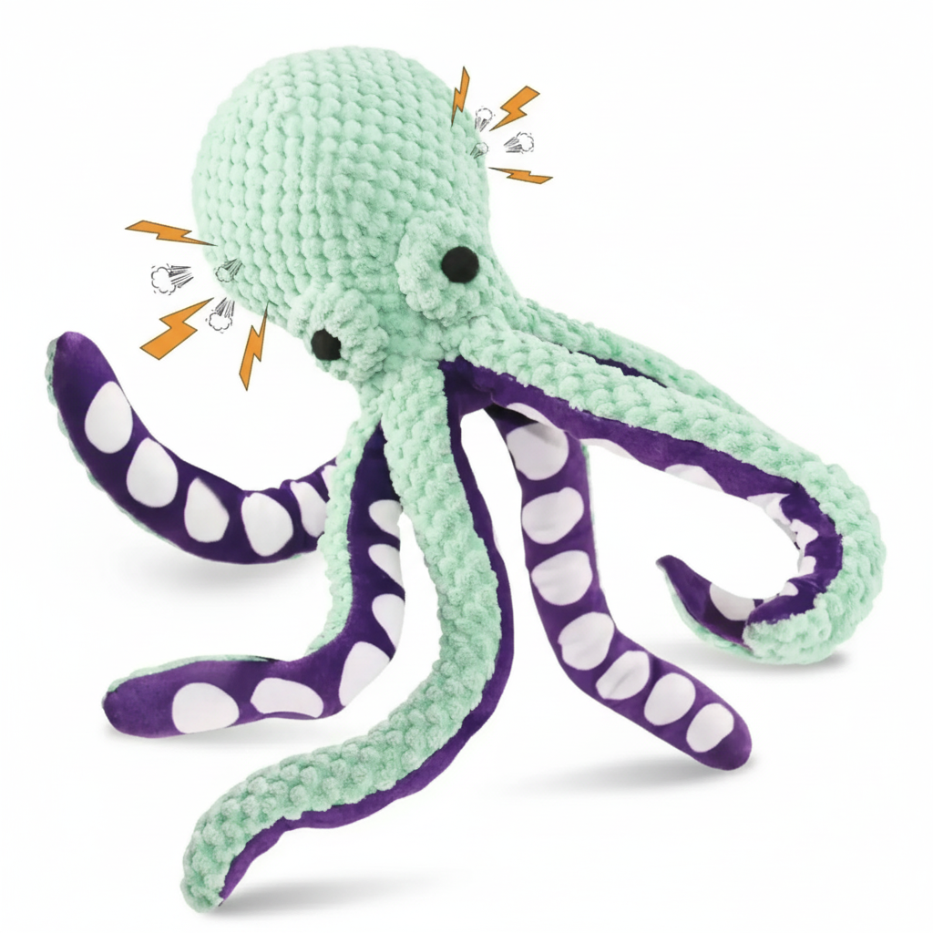 Octopus plush dog toy without dog