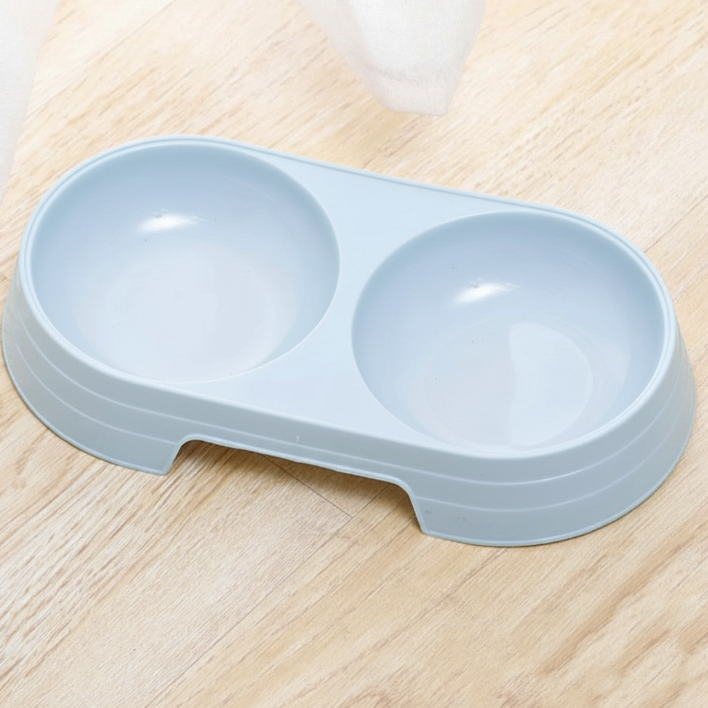 Pastel blue double pet bowl