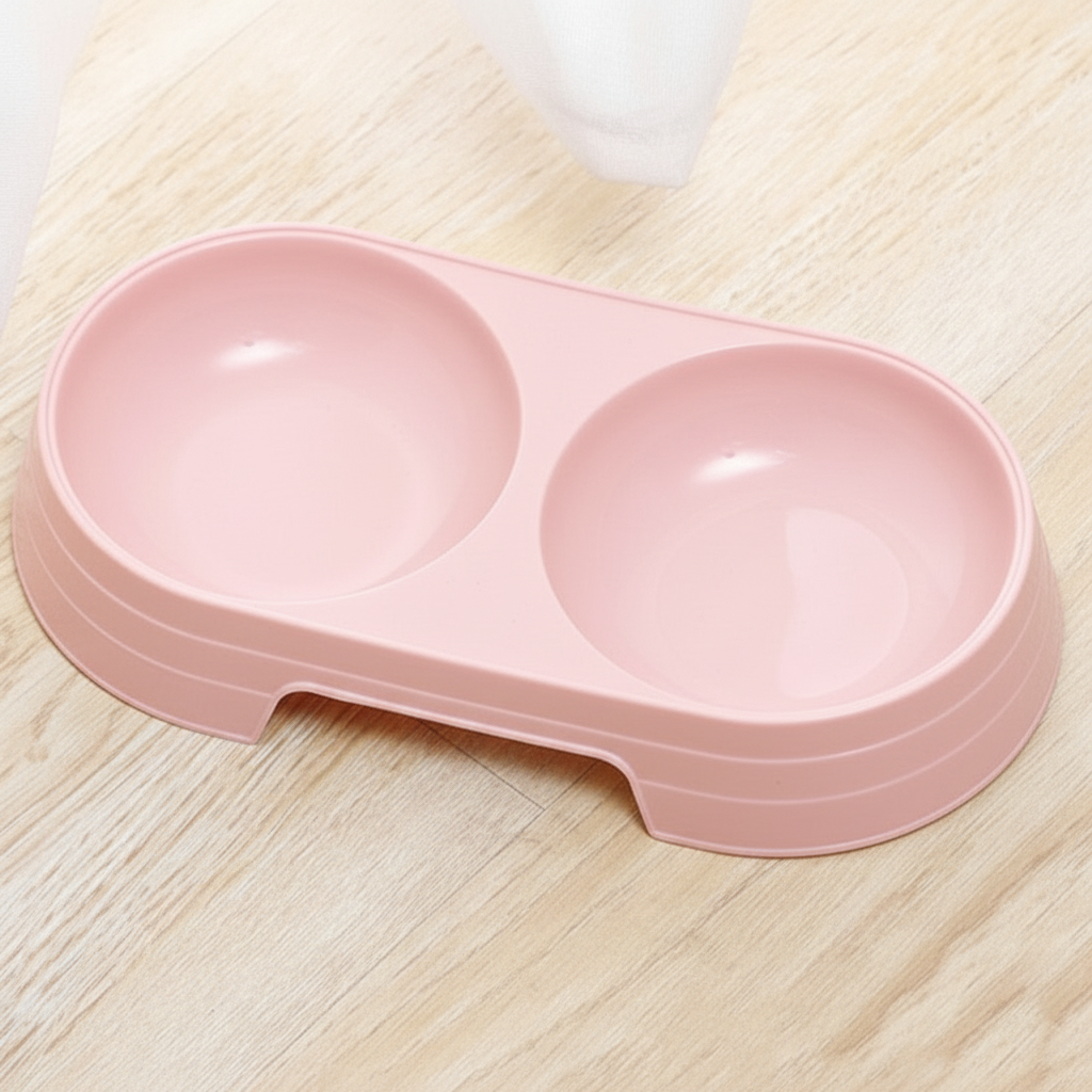 Pastel pink double pet bowl