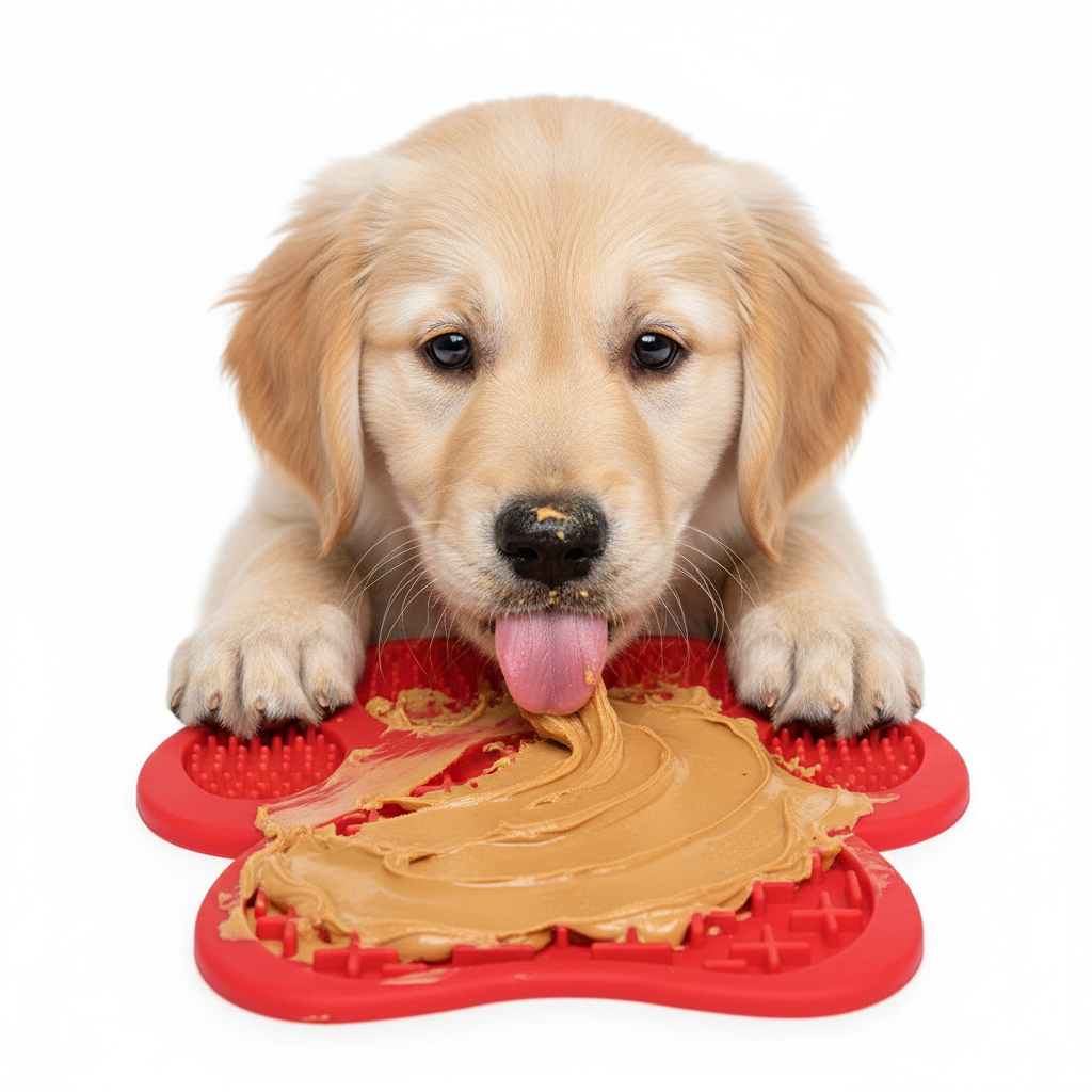 Paw Lick Mat with Puppy and Peanut Butter