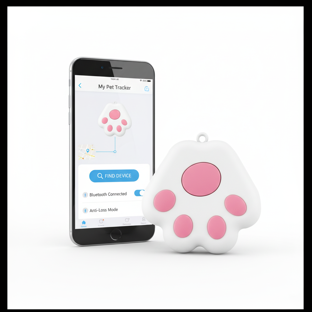 Paw tracker with smartphone - product shot