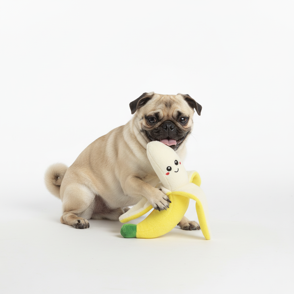 Pug with Banana Plush Toy