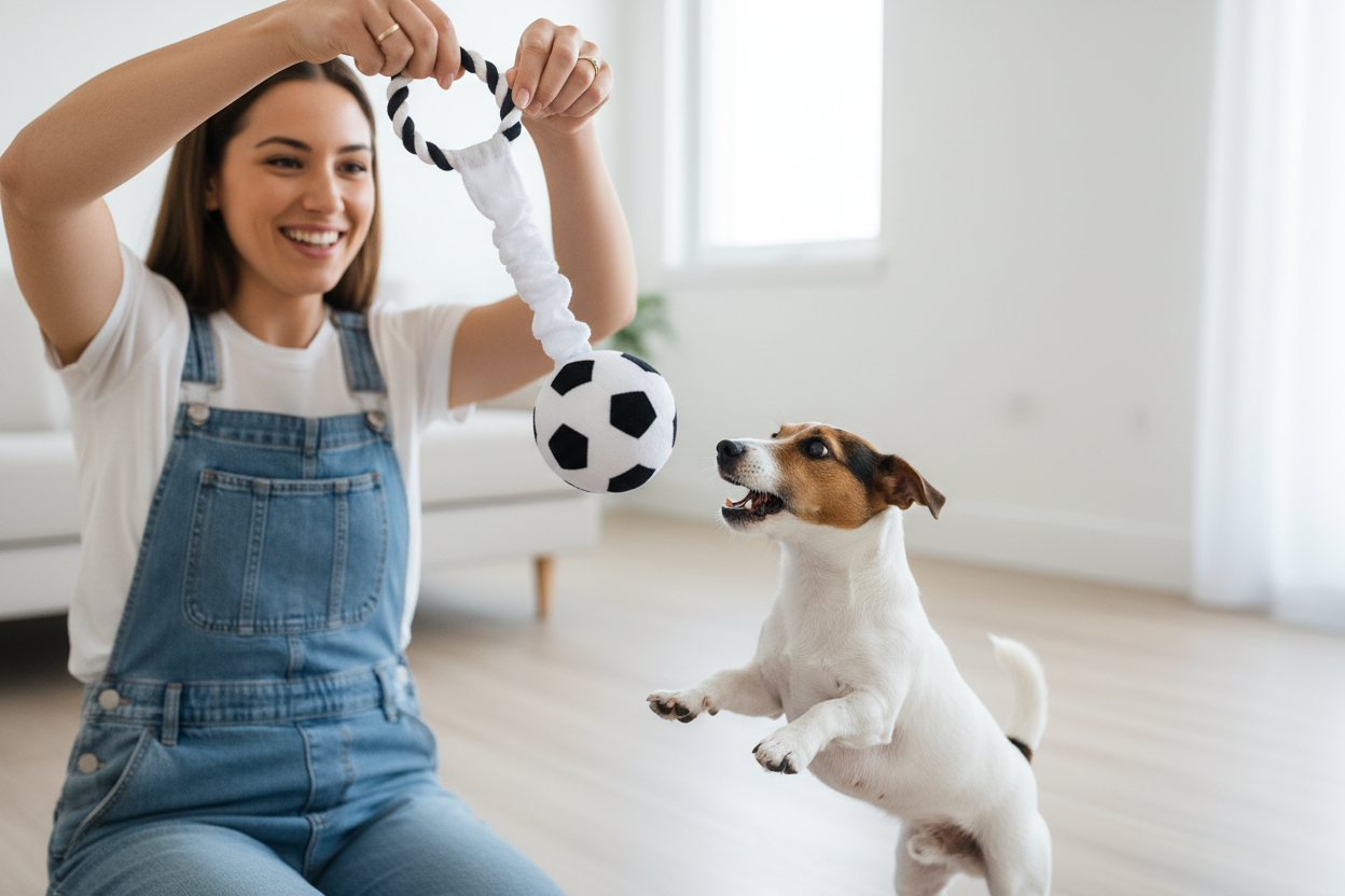 Soccer Ball Rope Dog Toy – Owner & Jack Russell