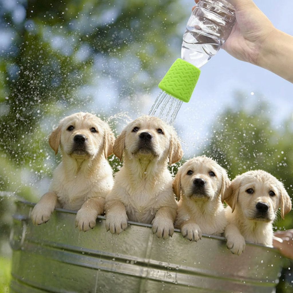Water Bottle Nozzle with Lab Puppies