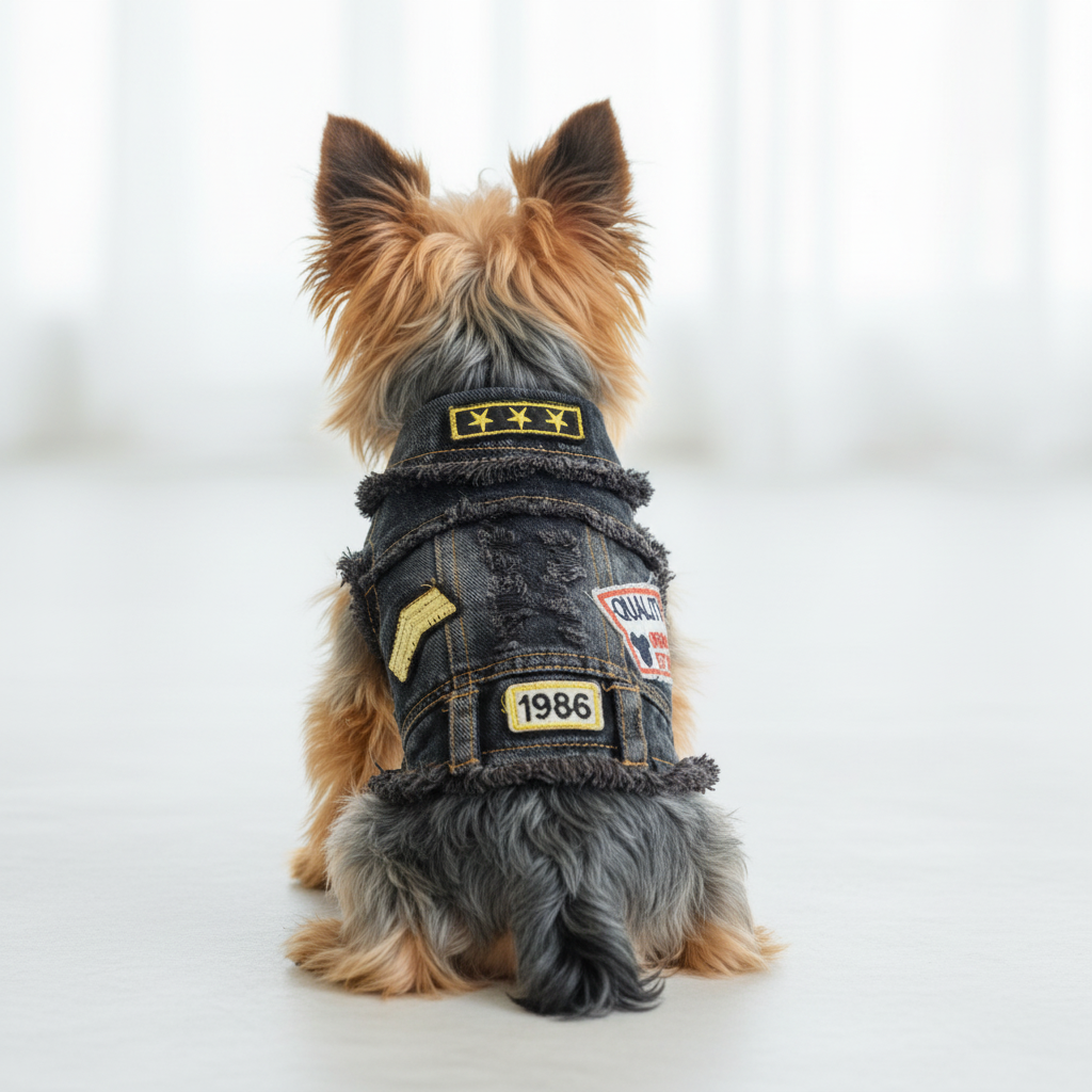 Yorkie in Denim Jacket