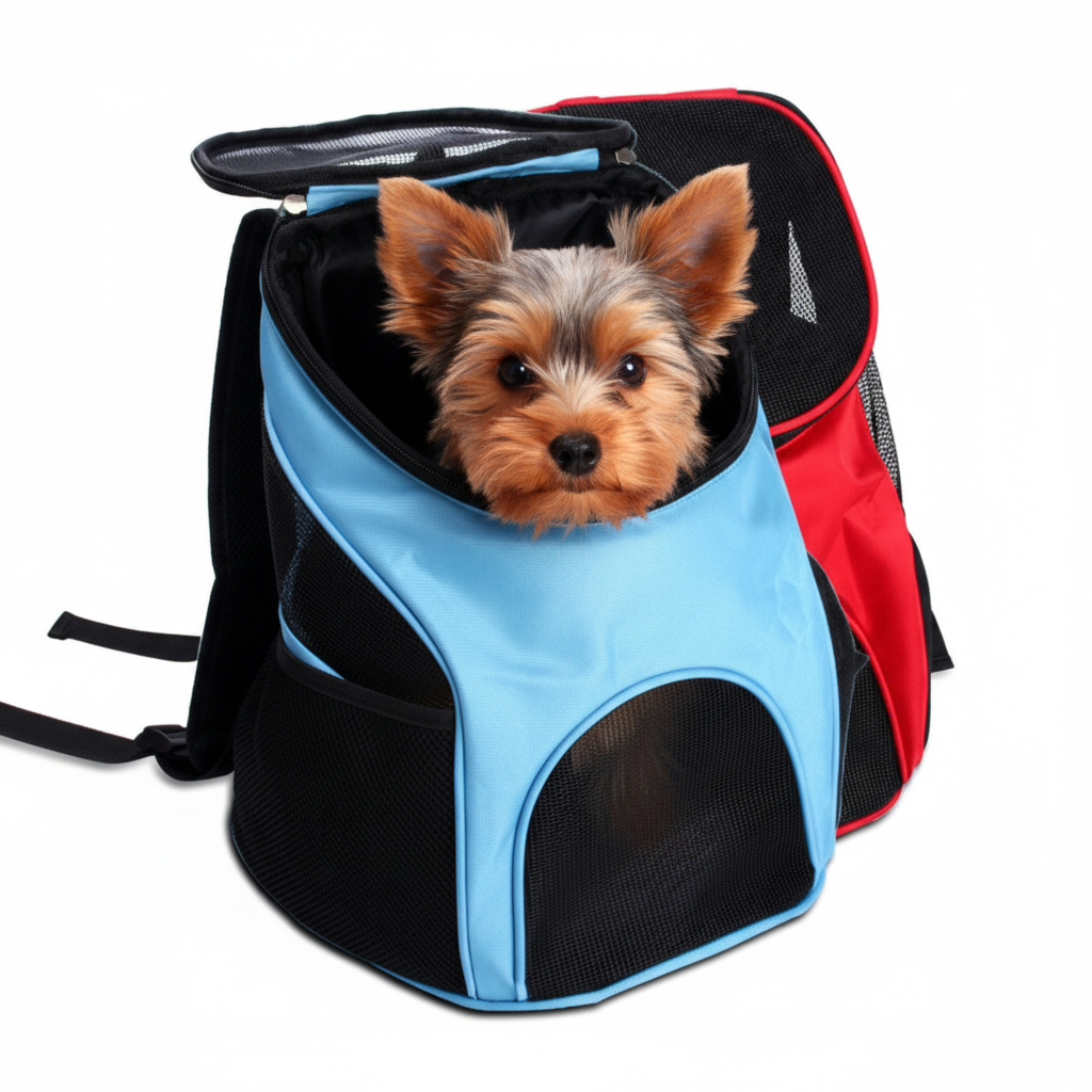 Yorkie in pet backpack