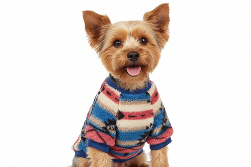Yorkshire Terrier in ethnic plush sweater
